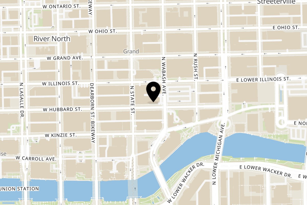 Map showing the location of Toast It IZ Hubbard St on 22 E Hubbard St in Chicago